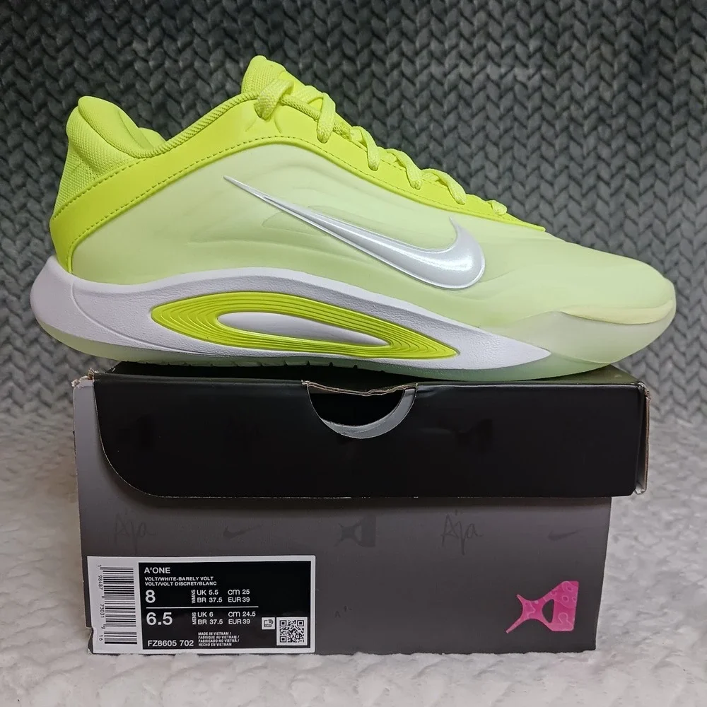 Nike A'One Lem And Lime Barely Volt White Women's Basketball Sneakers Shoes Sz 8